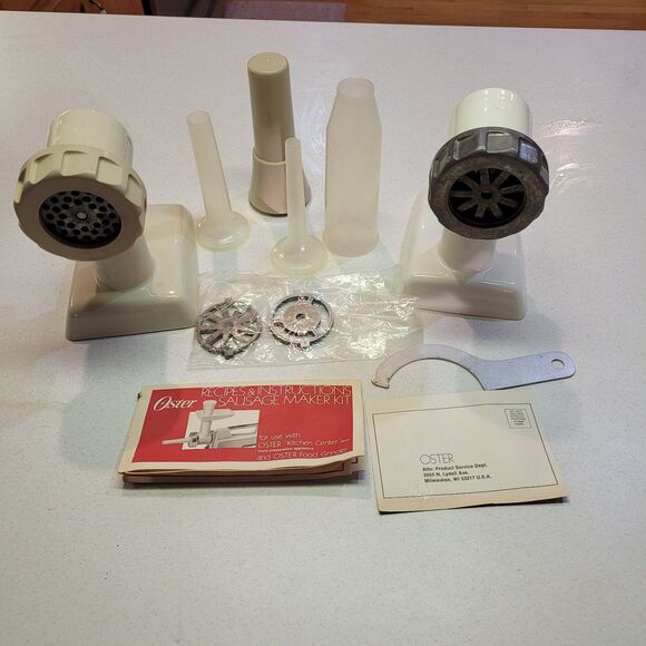 Vtg Oster Sausage Maker Kit For Regency Kitchen Center 2 Grinders W/3 Size... - Picture 1 of 7